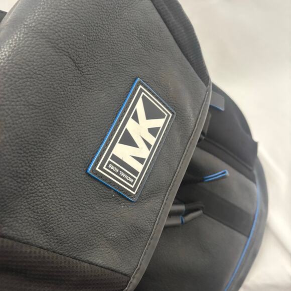 Michael Kors MK Black Nylon Leather Cooper Backpack Logo Patch Buckle Flap Bag main image 6
